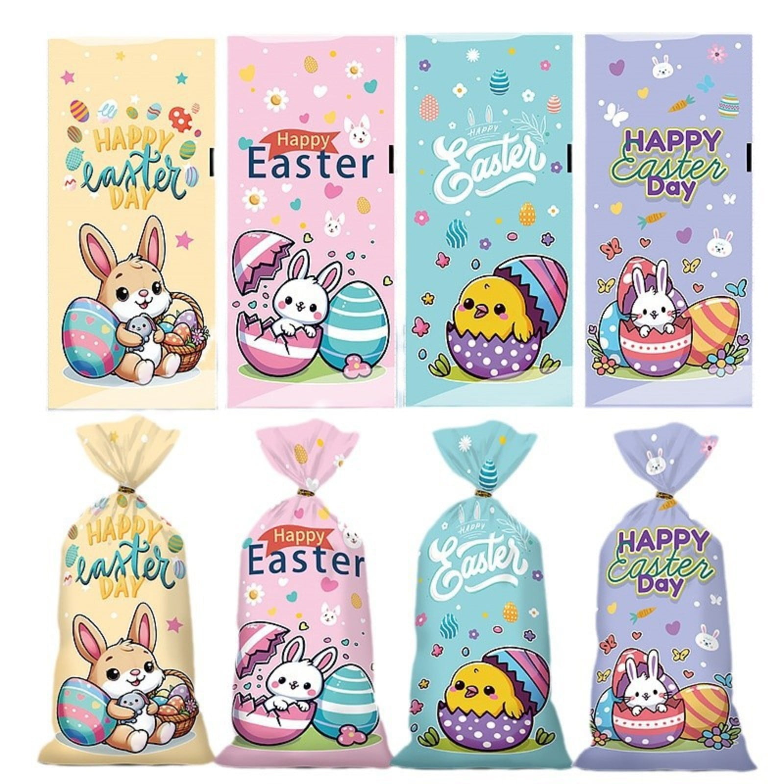 Easter Candy Packaging Bags 50pc Mixed Easter Cute Bunny Print OPP Flat ...
