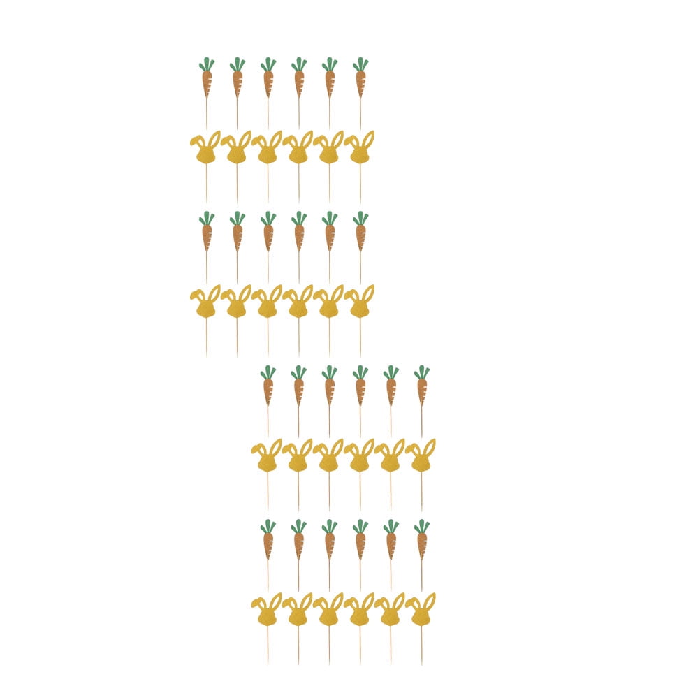 Easter Card Cake Toothpick Topper Bunny Decor Party Food Picks 36 Pcs Cross Bamboo Stick Glitter Paper