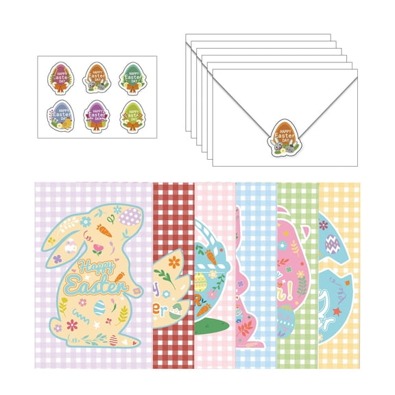 Easter Cards Bulk 12 PCS Glitter Easter Greeting Cards with Envelopes Spring Colorful Eggs Bunny Blank Inside,Easter Cards with Envelopes and Stickers,Happy Easter Gifts for Family & Friends(A)