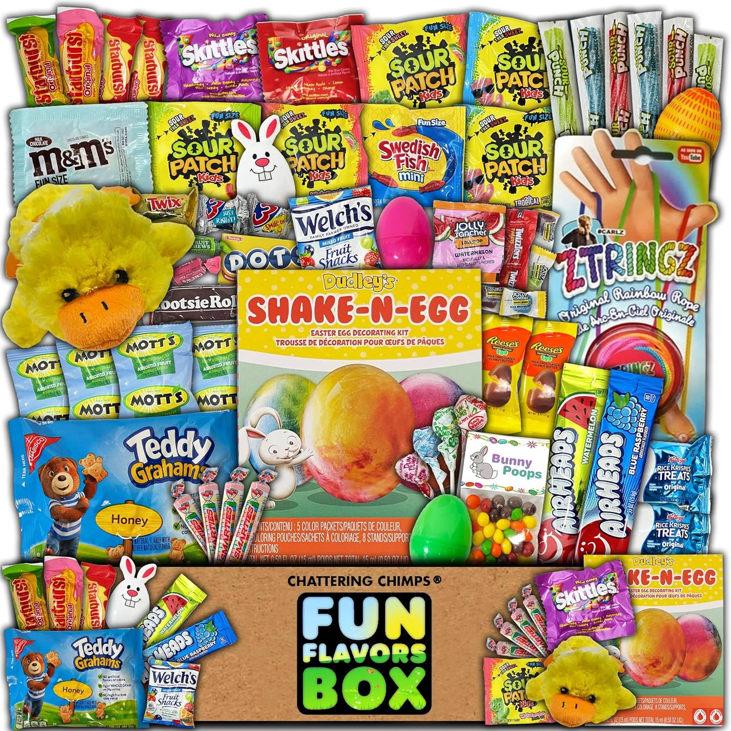 Easter Care Package (60ct) Easter Basket Fillers Variety Assortment Plush Candy Cookies