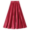 thumbnail image 1 of Easter Carnival Elegant Summer High Waist Glossy Pleated Midi Skirt Flowy Long Design With Shiny Finish For Versatile Wear, 1 of 2