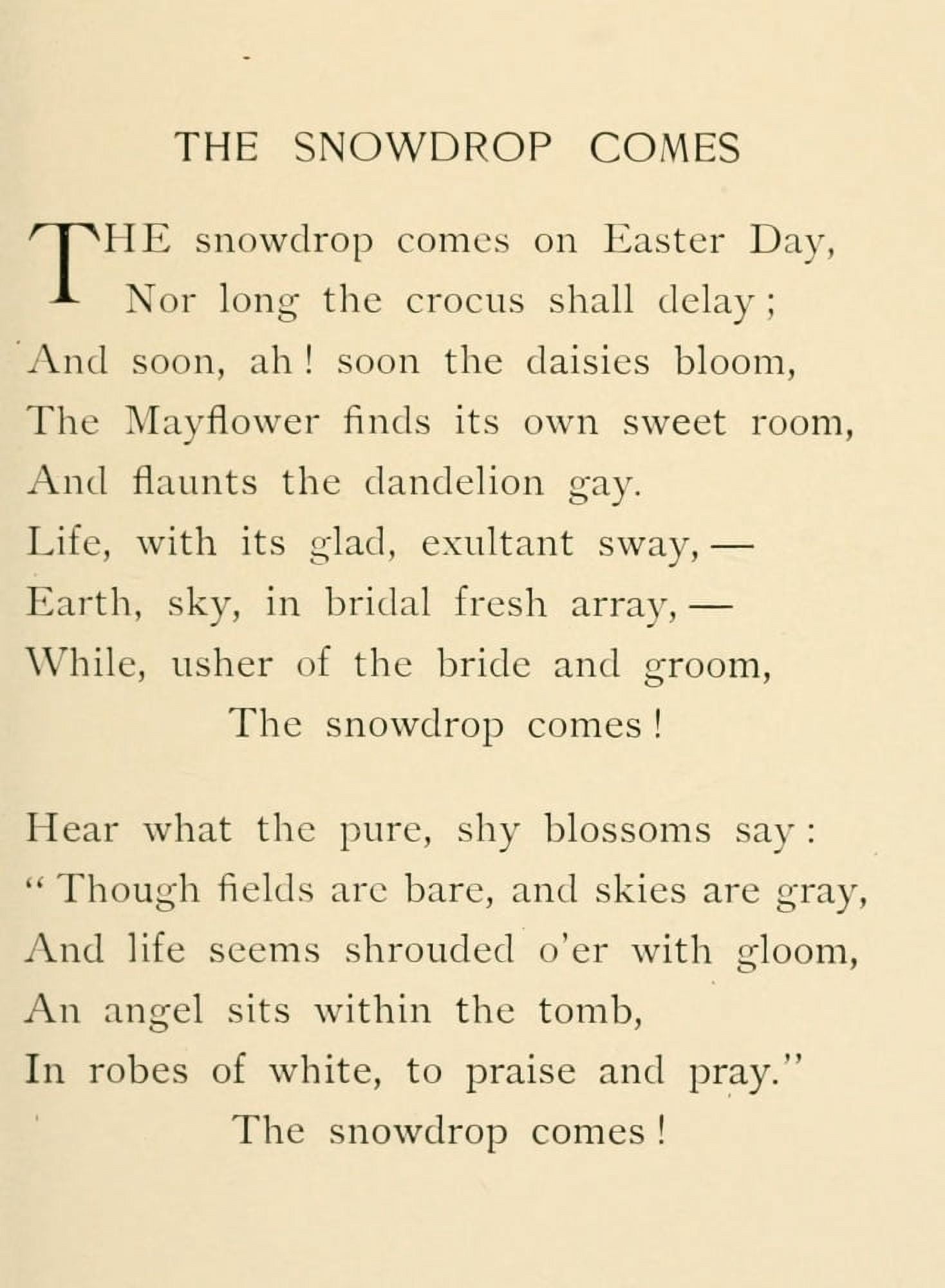 Easter Carols 1888 The Snowdrops come Canvas Art - Louisa Parsons Hopkins (18 x 24)