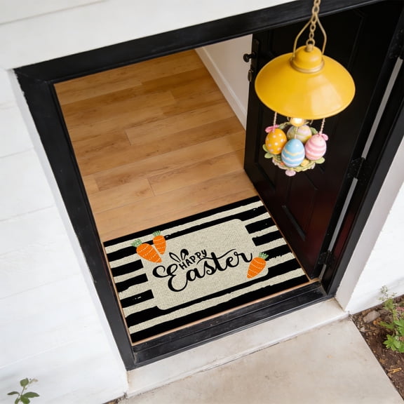 Easter Carpet Luxury Touch Area Rug Home Decor Rugs Laundry Room Rug Rustic Farmhouse Cotton Rug Modern Decor Mat Happy Easter Front Door Rugs 23.62x15.74 Inch (1Pcs)