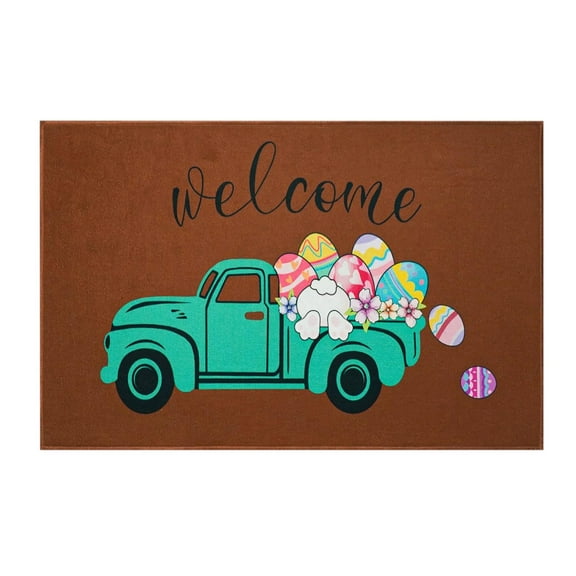 Easter Carpet Three Sizes Faux Wool Entry Door Mat, Bathroom Non Slip Cartoons Pattern Holiday Decorations Floor Mat