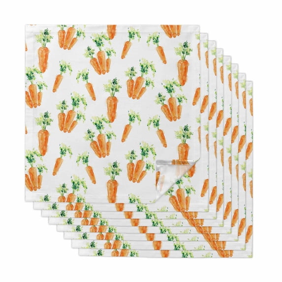 Easter Carrot Cloth Napkins, Spring Watercolor Modern Art Washable and Reusable Dinner Napkins Set of 8, Table Napkin for Kitchen Party Birthday Wedding Hotel Housewarming 20"x20"