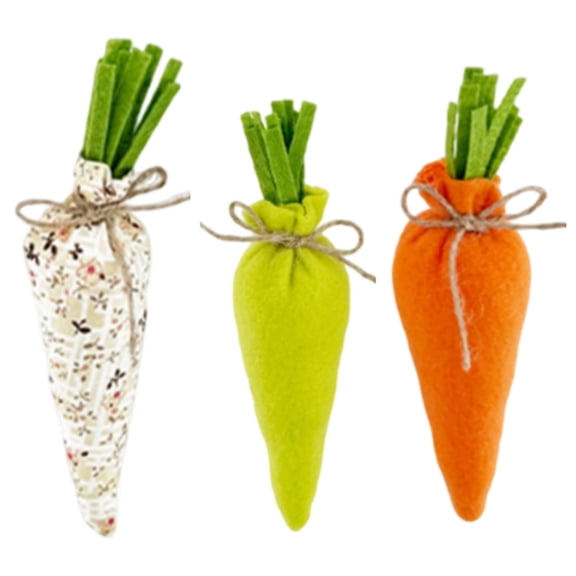 Easter Carrot Decorations Colorful Fabric Carrots for Easter Basket Stuffer Spring Home Decor Party Favors Multi-Patterned Artificial Carrots Decor,3PCS