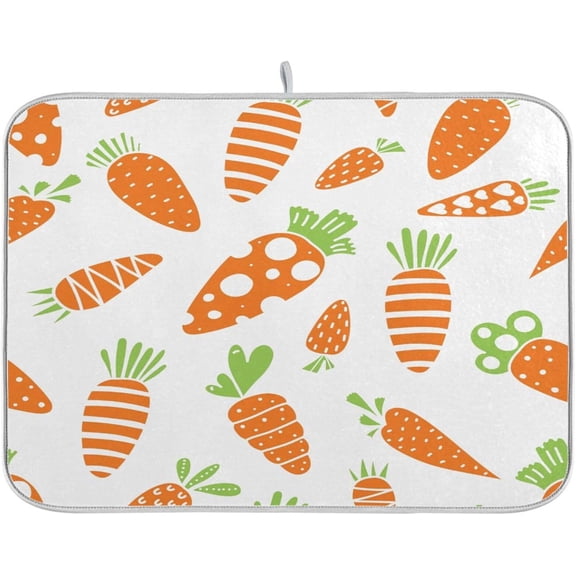 Easter Carrot Dish Drying Mat for Kitchen 18 x 24 Inch Heat Resistant & Absorbent Dish Drainer Mat for Sink Countertops Coffee Bar Kitchen Accessories