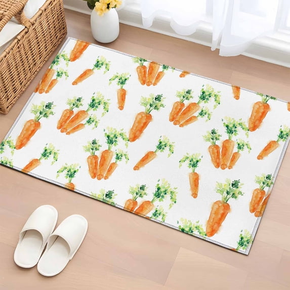 Easter Carrot Entryway Rug 2'x3' Non Slip Front Door Mats, Spring Watercolor Modern Art Entrance Rugs Indoor Outdoor Carpet, Washable Floor Mats Small Area Rug for Bedroom Kitchen