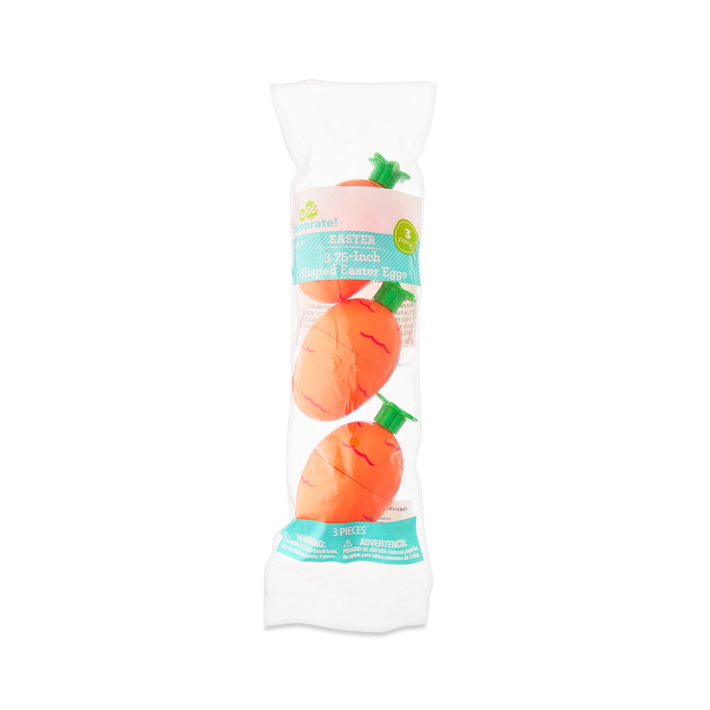Easter Orange Carrot Plastic Fillable Eggs, 3 Count, by Way To Celebrate