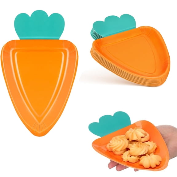 Easter Carrot Paper Plates Tutuviw 12 Pcs Carrot Shape Disposable Picnic Plate Cute Paper Plate Spring Easter Party Dessert Plates for Birthday Spring Theme Table Decor