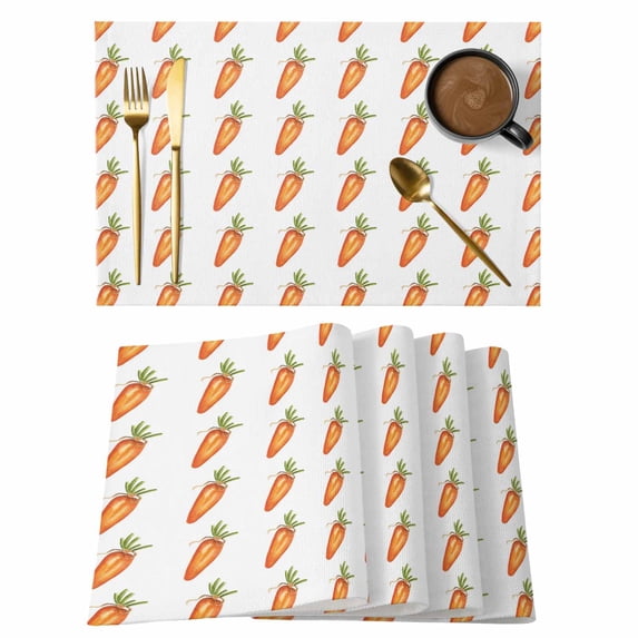 Easter Carrot Placemats Set&nbsp;of&nbsp;2 Vintage Oil Painting Country Orange Carrots Plant Heat Insulation Washable Place Mats, Non-Slip Table Mats for Dining Table Party Kitchen Decor,13x19 Inch
