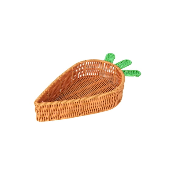 Easter Carrot-Shaped Basket, 10" Rattan Woven Carrot Basket Candy & Snack Tray, For Easter Eggs, Tabletop Decor & Home Organization