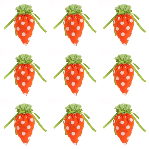 Easter Carrot Shaped Treat Bags Bulk - 10/20/30 Pcs Fabric Drawstring Goodie Bags for Easter Basket Stuffers, Egg Candy, Party Supplies & Kids Gift Bags