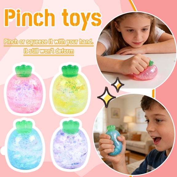 Easter Carrot Squishy Toys 4Pcs, Maltose Simulation Kneading Decompression Fidget for Adults Teens, 2.36 Inch Stress Random Colors (4Pcs, random)