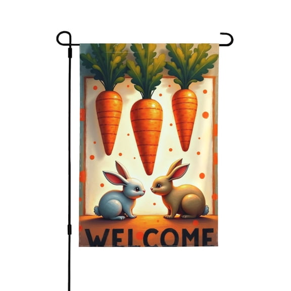 Easter Carrots Bunny Garden Flag 12.5x18 Inch Double Sided For Outside Small Welcome Burlap Holiday Yard Flag 1 Flag