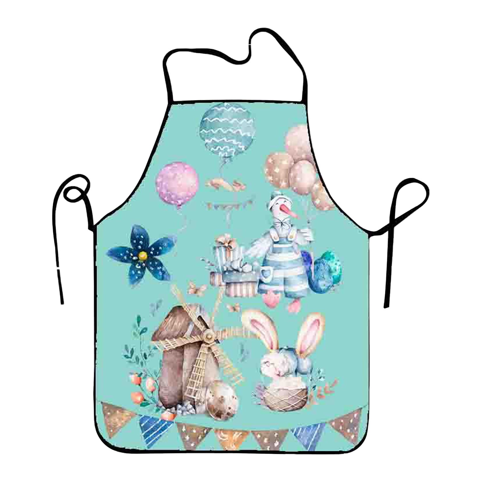 Hxoliqit Easter Easter Cartoon Rabbit Eggs Easter Polyester Fine Grain Sleeveless Apron Home Smock Multi Function Apron for kitchen