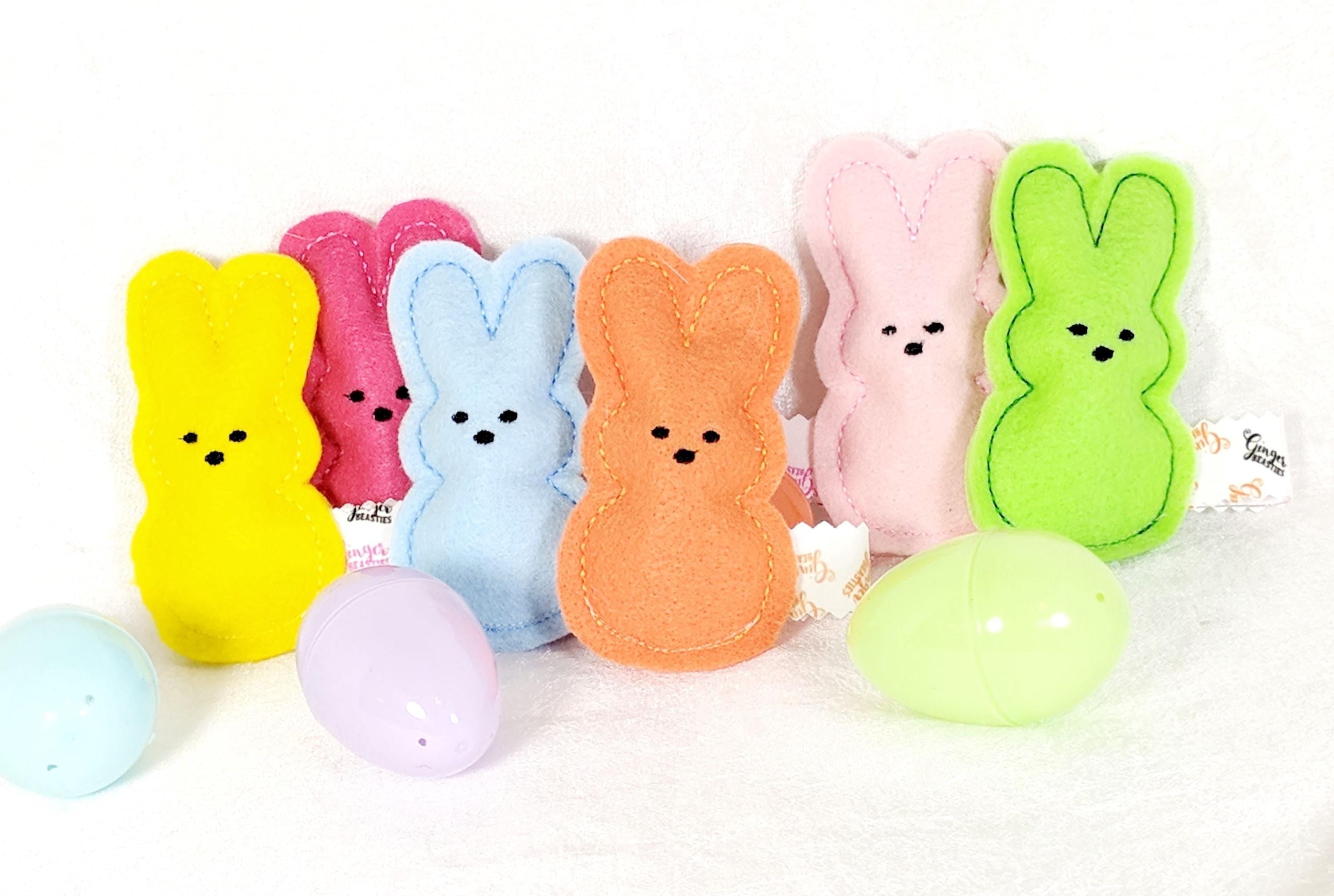Easter Cat Toys, Pack or 2+, Marshmallow Bunny, Catnip, Kittens, Kitties, Cat Nip, Embroidered Felt, Bright, High Contrast, Stuffed Cat Toys