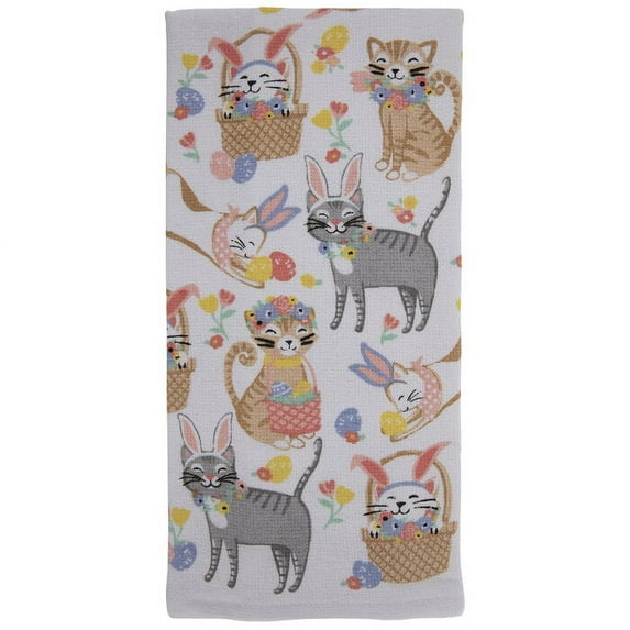 Easter Cats Kitchen Towel Decoration Funny Cartoon Cat Decoration 25" Length