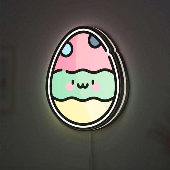 Easter Celebration 3D Novelty Light Box with Decorative Egg Theme, Spring Holiday Lamp Decor for Homes and Events (Width 8 inch, 20cm)