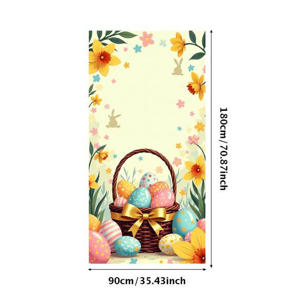 Easter Celebration Floral Egg Basket Backdrop Banner Spring Decorations Photography Props Party Supplies Event Decor Background