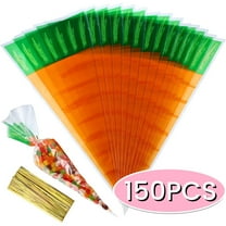 Easter Cellophane Bags Treat Bags with Ties Carrot Candy Cookie Goody Bags for Easter Day Party Supplies 100Pcs Design1
