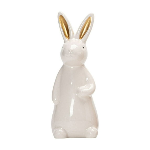 Easter Ceramic Bunny Figurines Decor White Porcelain Modern Tabletop Desktop Bookshelf Adornments Unique Decor DIY Art Crafts Statues for Easter Spring Weddings Party Home Ornaments, 7.2"
