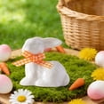 thumbnail image 1 of Easter Ceramic Bunny Figurines, White Porcelain Rabbit Statues with Gingham Bows, Set of 4 Tabletop Decor for Living Room & Entryway, Spring Home Ornaments, 1 of 6