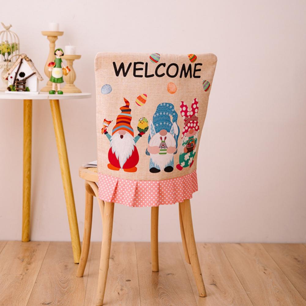 Easter Chair Back Covers Gnomes Chair Covers Washable Removable Dining