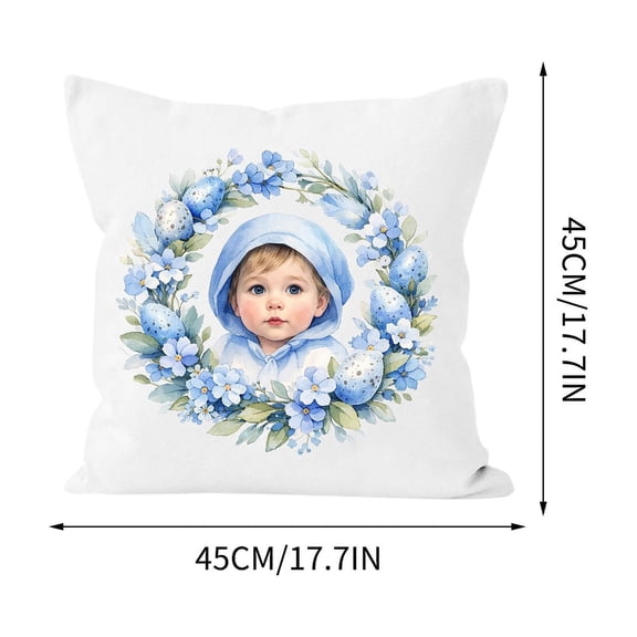 Easter Character Soft Throw Pillow for Kids, Holiday Decor Cushion with Hand-Drawn Designs, Multiple Sizes for Bedroom and Playroom