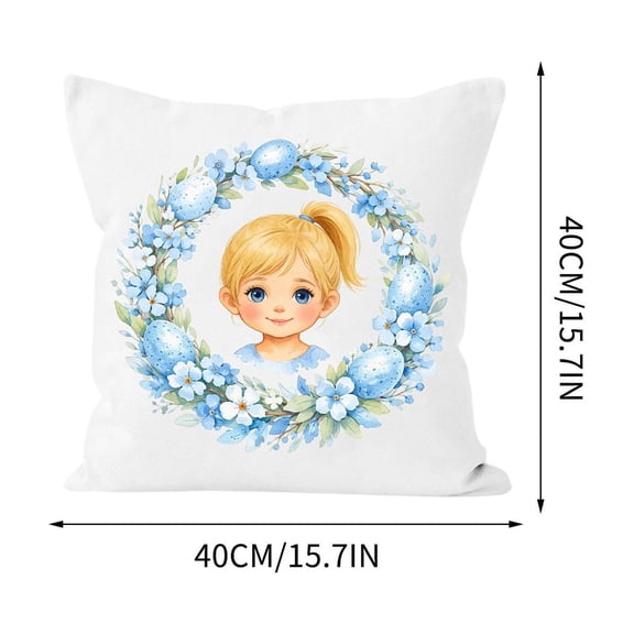 Easter Character Throw Pillow | Soft Kids Cushion for Bedroom Decor | Holiday Gift for Boys & Girls | Includes Pillowcase & Core | Choose Size 35x35cm to 50x50cm