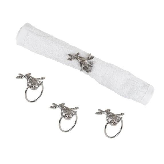Easter Charcoal Bunny Rabbit Napkin Ring Set of 4