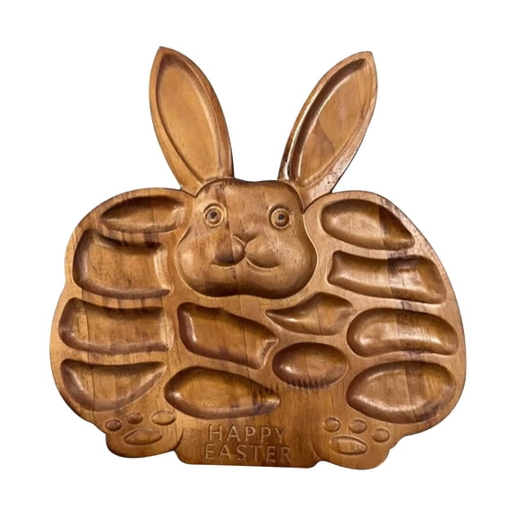 Easter Charcuterie Board,Easter Serving Tray Wooden Bunny Plate Rabbit-Shaped Platter for Dinner Food Fruit Candy Dish Spring Party Decoration
