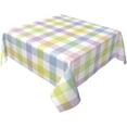 thumbnail image 1 of Easter Checkered Tablecloth 54x54 Inch Square Colorful Plaid Table Cloth Washable Wrinkle Resistant Rainbow Spring Table Cover for Holiday Party Dinner Decor, 1 of 5
