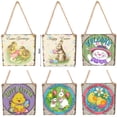 thumbnail image 1 of Easter Chick and Bunny Hanging Tags, Rustic Easter Decorations & Easter Door Hanger, Wooden Animal Signs for Home Tree, Artistic Spring Holiday Craft Ornament Happy Easter Decor, 1 of 9