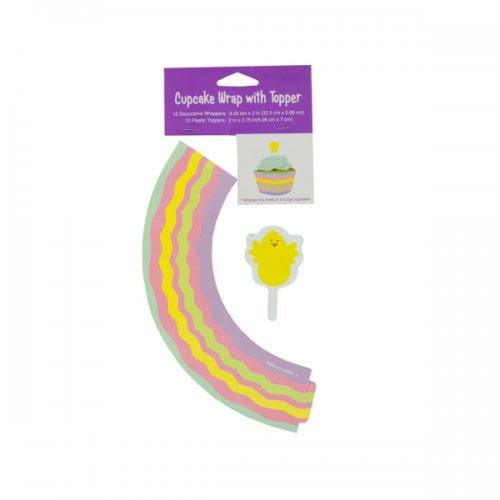 Easter Chick Cupcake Wraps &amp; Toppers Set