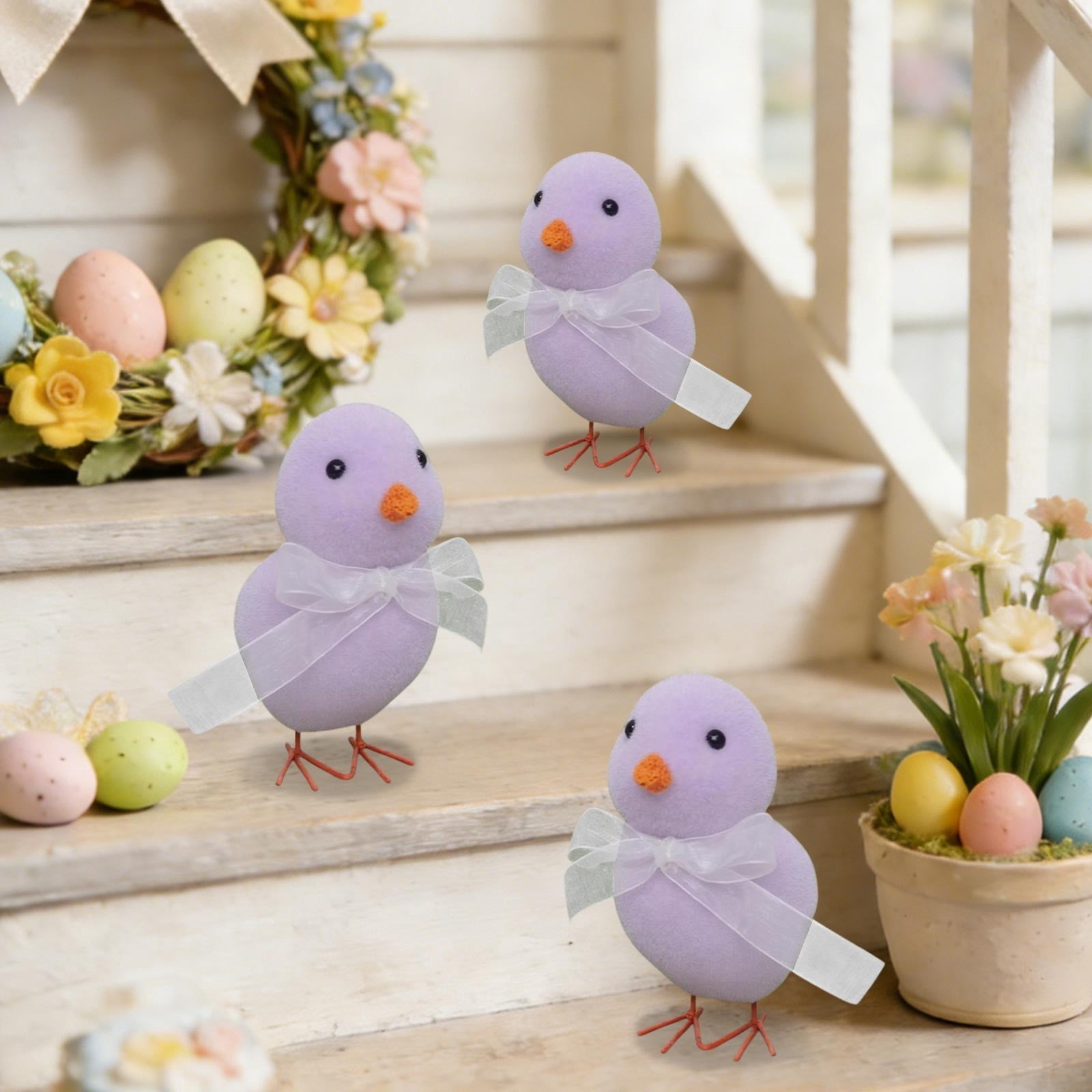 Easter Chick Decor,Cute Plush Chicken Figurines Decoration,Flocked ...