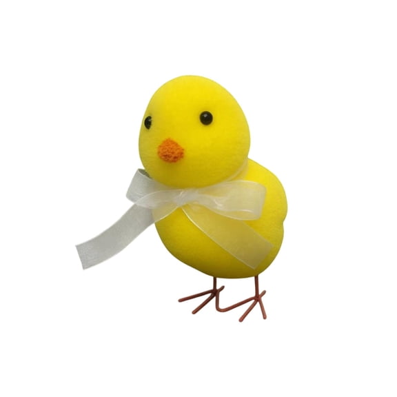 Easter Chick Decor, Cute Spring Chicken Figurine, Green Tabletop Decoration Holiday Ornament Gift for Home Party(Yellow)