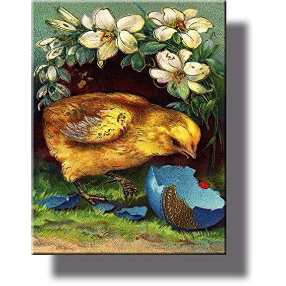 Easter Chick Hatched Egg Picture on Stretched Canvas, Wall Art Dcor, Ready to Hang!