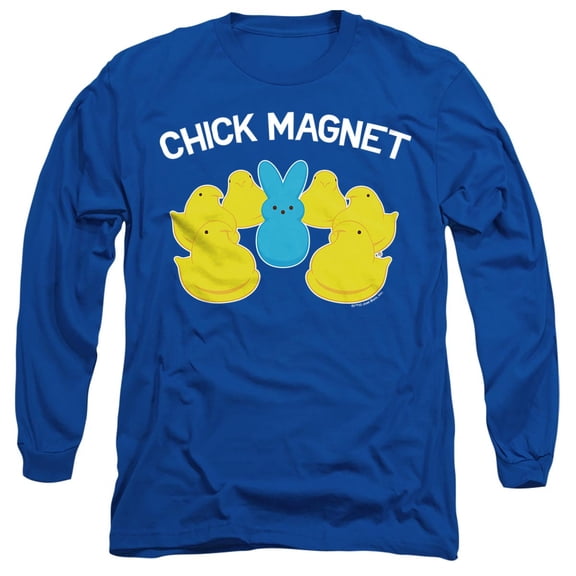 Easter Chick Magnet with Bunny Unisex Adult Long-Sleeve T Shirt, Royal, Small
