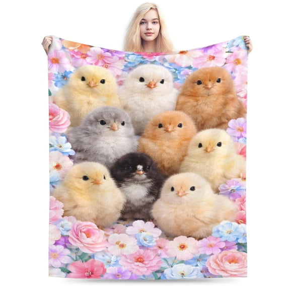 Easter Chick Spring Blanket Cute Chick Throw Blanket Soft Cozy Blanket for Couch Bed Easter Gift 50x40