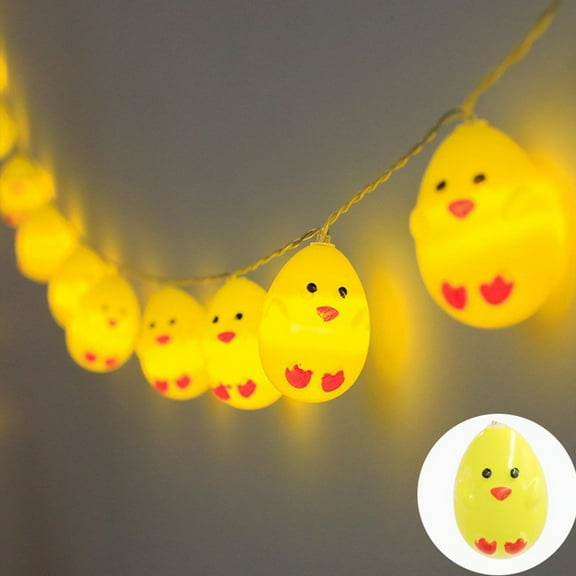 Easter Chick String Lights 1.5m Battery Powered LED Yellow Chicken Lights with Constant Flashing Modes for Indoor Outdoor Party Decor 1 Pack