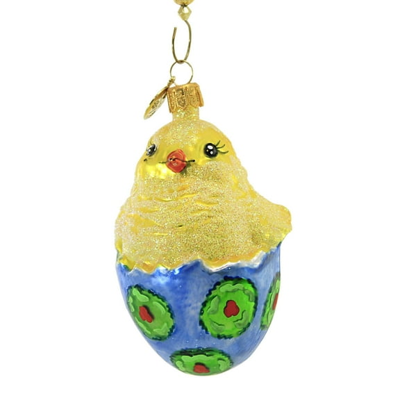 Easter Chickadee In Blue Egg - 1 Glass Ornament 4 Inch, Glass - Ornament Spring Decorated Chick 21372