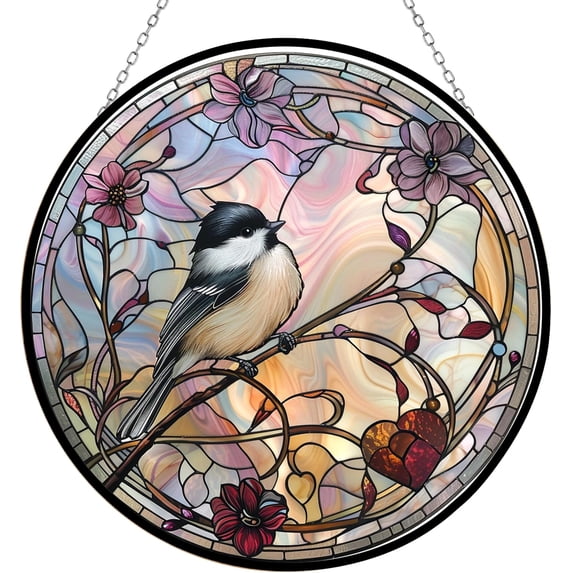 Easter Chickadee Stained Glass Suncatcher by Clare Donovan Window Hanging, Gothic Dragon Christmas Ornaments for Fiction Lovers, Dinosaur Room Decor for Nursery New Home Gifts