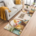 thumbnail image 1 of Easter Chicken 2'x6' Runner Rugs for Hallway Kitchen Bedside Non Slip, Colorful Eggs Spring Daisy Wildflowers Basket Entryway Rug Runners with Rubber Backing, Long Carpet Runner for Laundry Room, 1 of 8