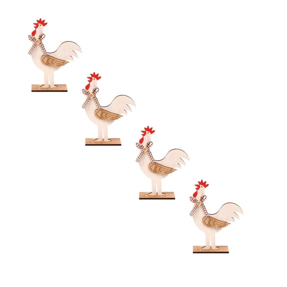 Easter Chicken Decor Vintage Wooden Rooster Figurine Decoration Modern Farmhouse Easter Ornament Farm Animal Figurine Collection Table Decor