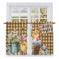 thumbnail image 1 of Easter Chicken Eggs Kitchen Curtains 45 Inch Length, Spring Daisy Flowers Yellow Brown Check Tiers Curtains for Bathroom Bedroom Cafe, Light Filtering Small Window Treatment Drapes 2 Panels 42"Wx45"L, 1 of 8