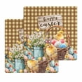 thumbnail image 1 of Easter Chicken Eggs Kitchen Dish Towels for Drying Dishes Set of 2, Spring Daisy Flowers Yellow Brown Check Waffle Weave Microfiber Hand Tea Bathroom Towels Quick Dry & Absorbent Towel 12x12, 1 of 7