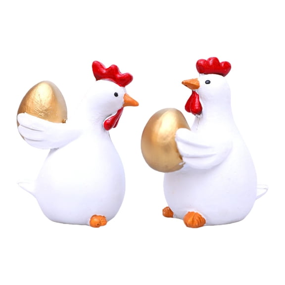 Eqslft Easter Chicken with Golden Egg Figurines, Hand-Painted Resin Spring Decor for Tabletop, Farmhouse, and Holiday Displays