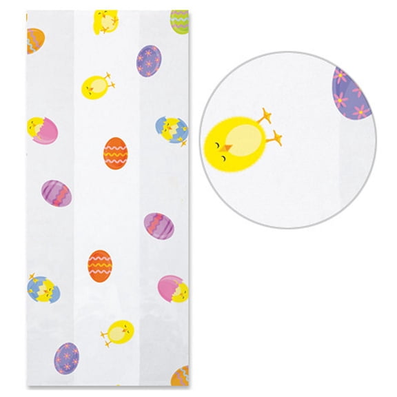 Easter Chicks Cello Party Bags - 3.5 x 2 x 7.5in. Pack of 20 (c1bech) - Easter Treat Bags, Easter Gift Bags