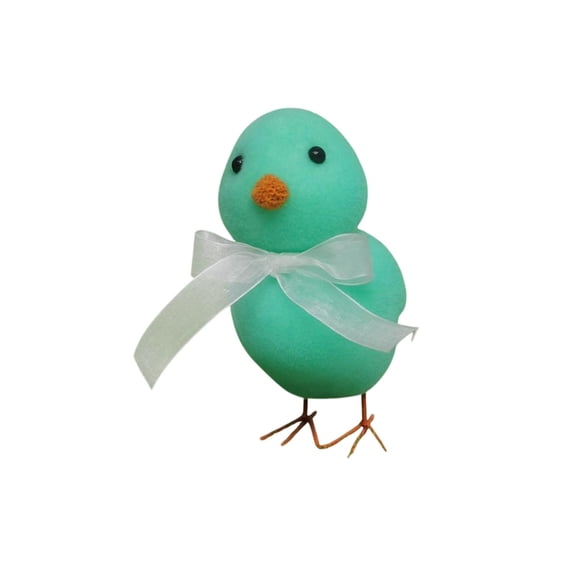 Easter Chicks Decoration Mini 7 Inch Plush Chicks with Bows for Spring Home Table, Yard, Party Desk Decorations Easter Party Favors Supplies (Green)